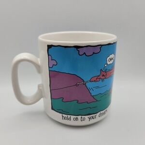 Applause Inc Jimdog Designs Fishing Coffee‎ Cat Mug Hold On To Your Dream 1991